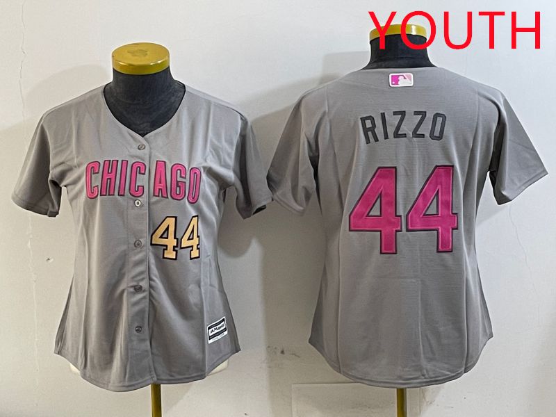 Youth Chicago Cubs #44 Rizzo Grey Fashion Game 2025 Nike MLB Jersey style 3->youth mlb jersey->Youth Jersey
